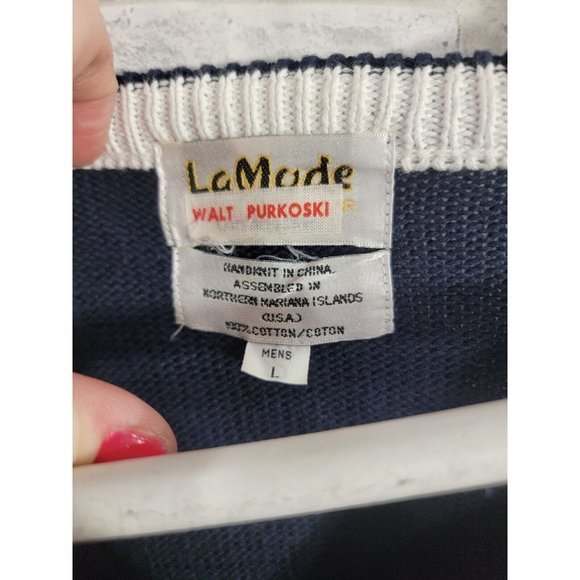 La Mode V-Neck Sweater Indian Springs Country Club Marlton NJ Red Blue Large - Picture 4 of 10